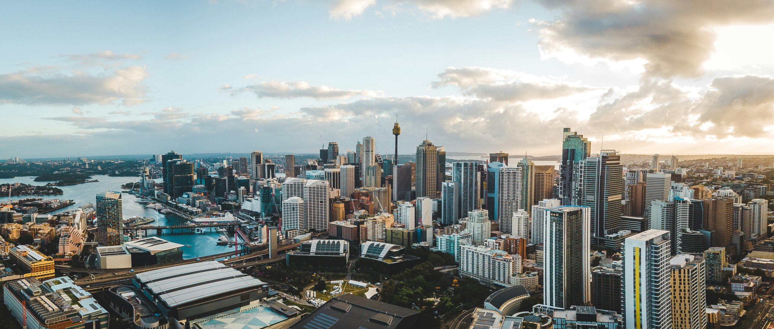 Aerial view of Sydney commercial and residential buildings.